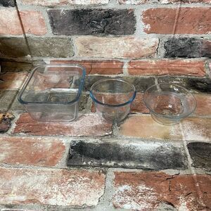 Vintage 3 Piece Fire-King Clear Glass Bundle